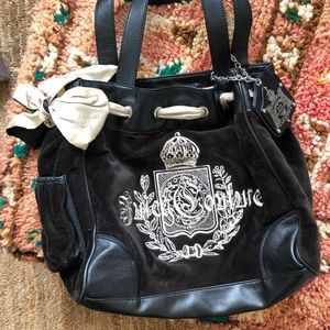 Black and cream velvet juicy couture purse